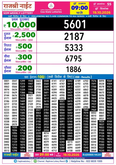 Everest Result Today Dear Lottery Chart