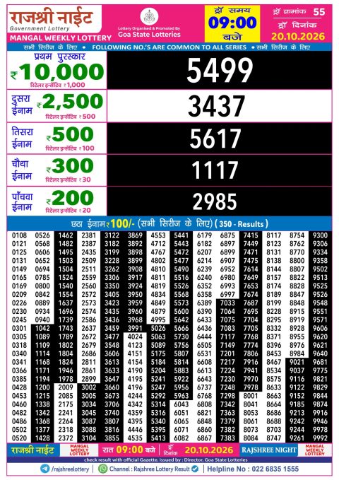 Everest Result Today Dear Lottery Chart