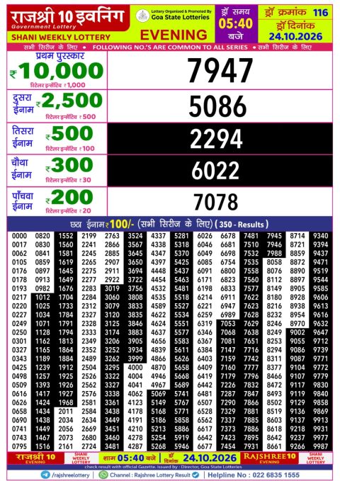 Everest Result Today Dear Lottery Chart