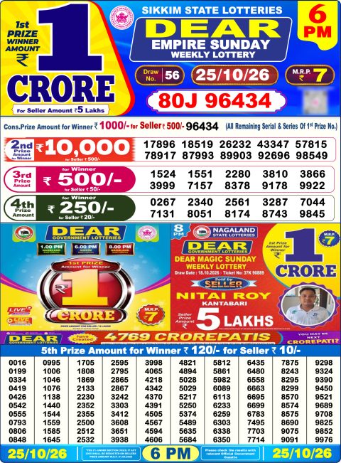 Everest Result Today Dear Lottery Chart