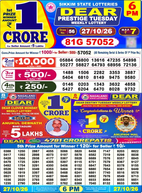 Everest Result Today Dear Lottery Chart