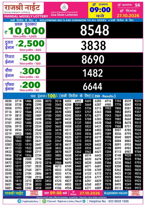 Everest Result Today Dear Lottery Chart