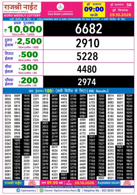 Everest Result Today Dear Lottery Chart