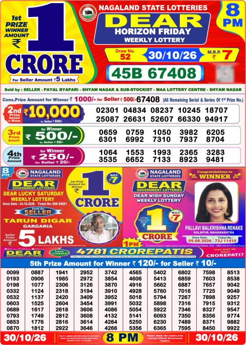 Everest Result Today Dear Lottery Chart