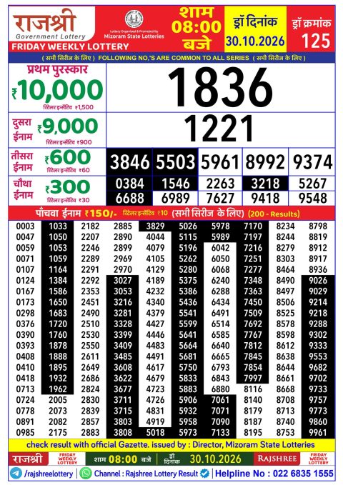 Everest Result Today Dear Lottery Chart