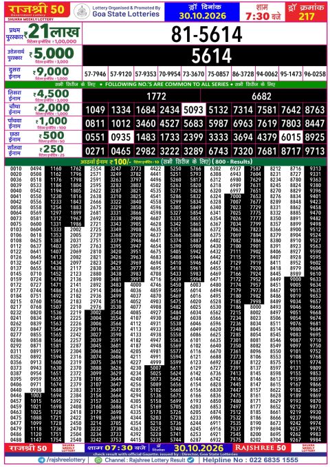 Everest Result Today Dear Lottery Chart