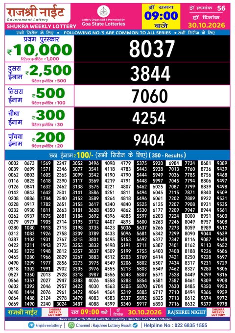 Everest Result Today Dear Lottery Chart